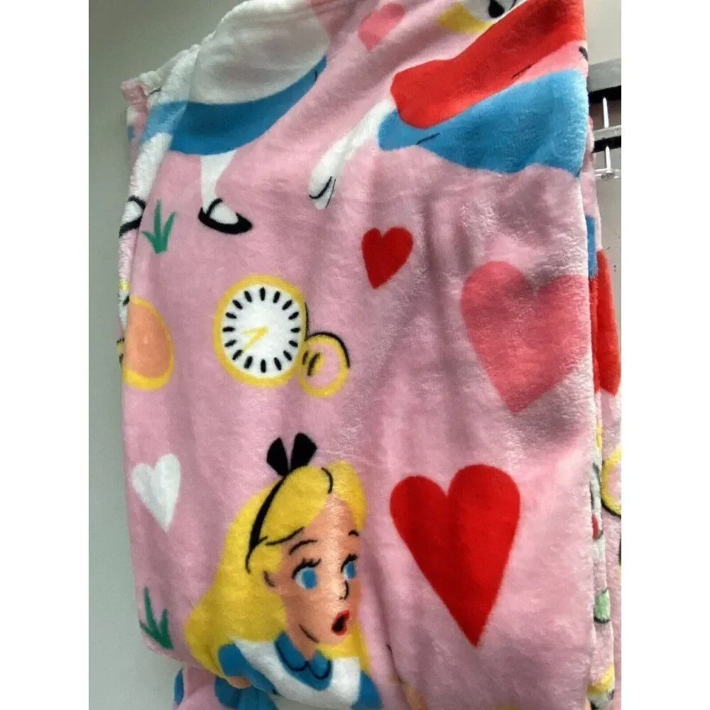 Disney Alice In Wonderland Throw Blanket Valentines Day 50 X 70”‎ White Rabbit